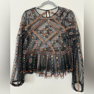 Free People Embroidered Blouse